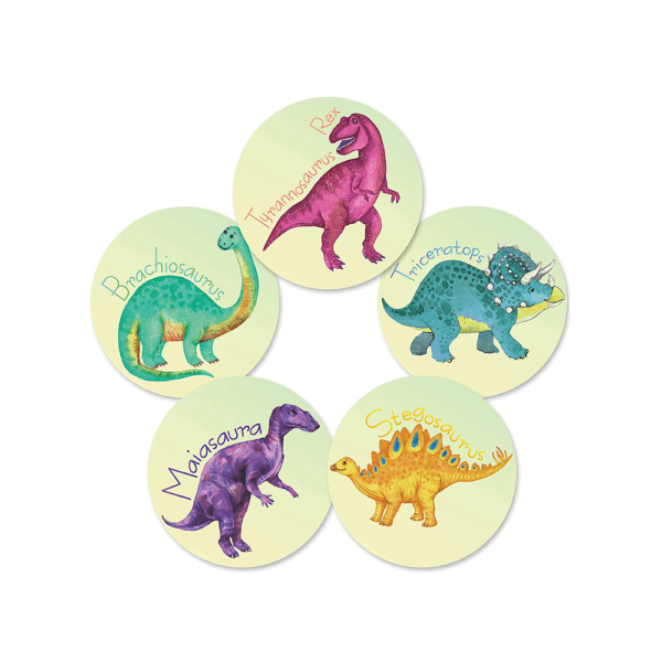 Naklejki do nauki nocnika / do kąpieli, reagujące na ciepło, Dinozaury- 5 szt