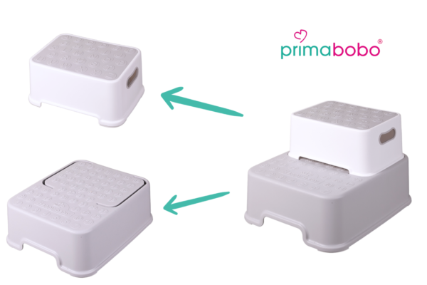 Podest, podnóżek dwustopniowy rozkładany, szary