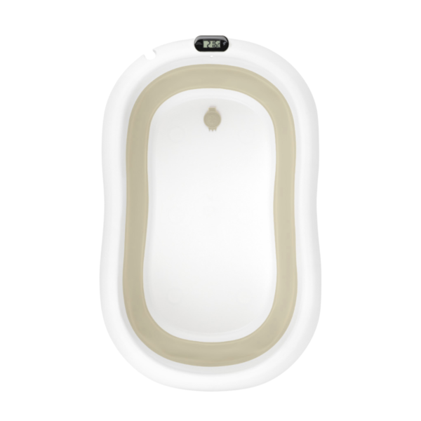 Wanienka składana dla dziecka PREMIUM ze stojakiem, fotelikiem i odpływem, beżowa