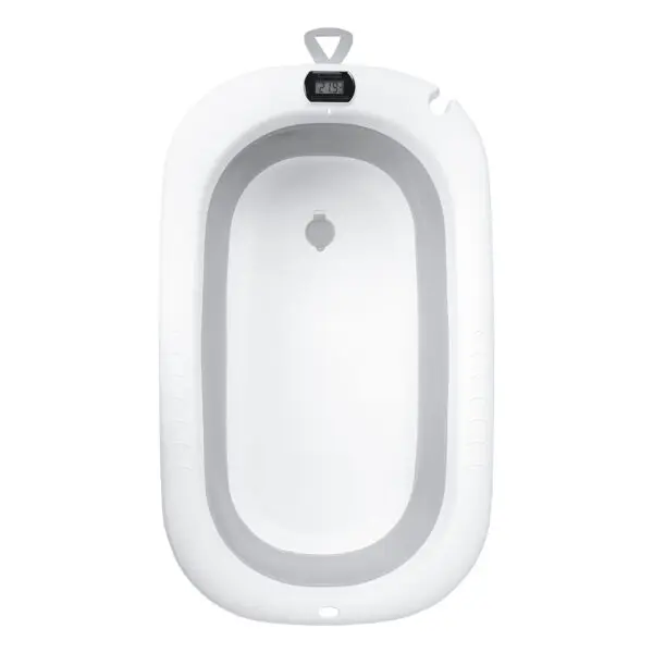 Wanienka składana MILO ze stojakiem, poduszką i odpływem, szara