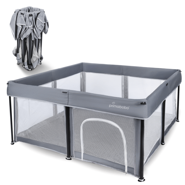 Kojec dziecięcy TINA 126×126 cm, składany, szary