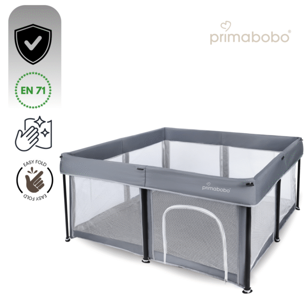 Kojec dziecięcy TINA 126×126 cm, składany, szary