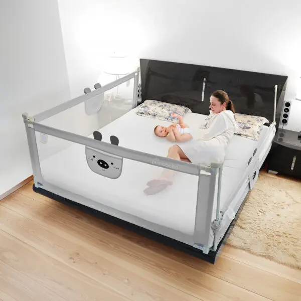 Barierka do łóżka MIŚ 140 cm, barierka ochronna dla dziecka, szara