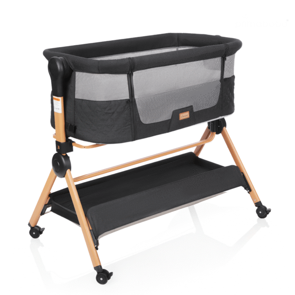 Zestaw: Łóżeczko dostawne VERA 3w1- krzesełko do karmienia + Leżaczek- bujaczek LEO, Popielata Czerń