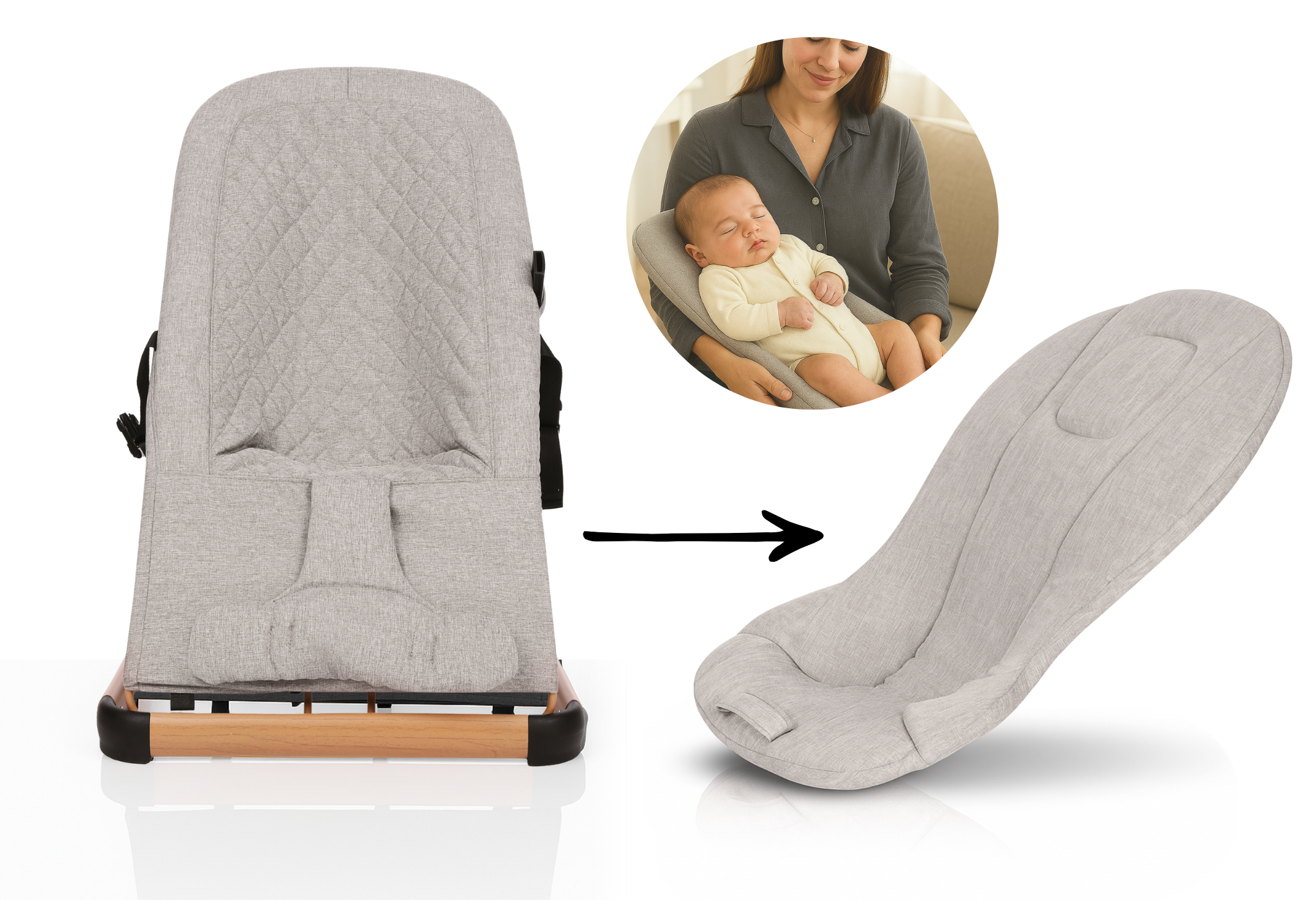 bujaczek leżaczek LEO primabobo beżowy czarny dla dzieci (22)