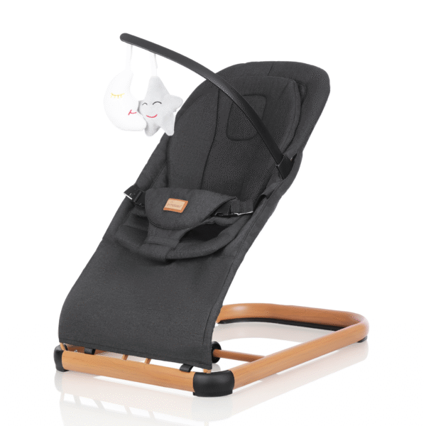 Leżaczek- bujaczek LEO z pałąkiem, Popielata Czerń