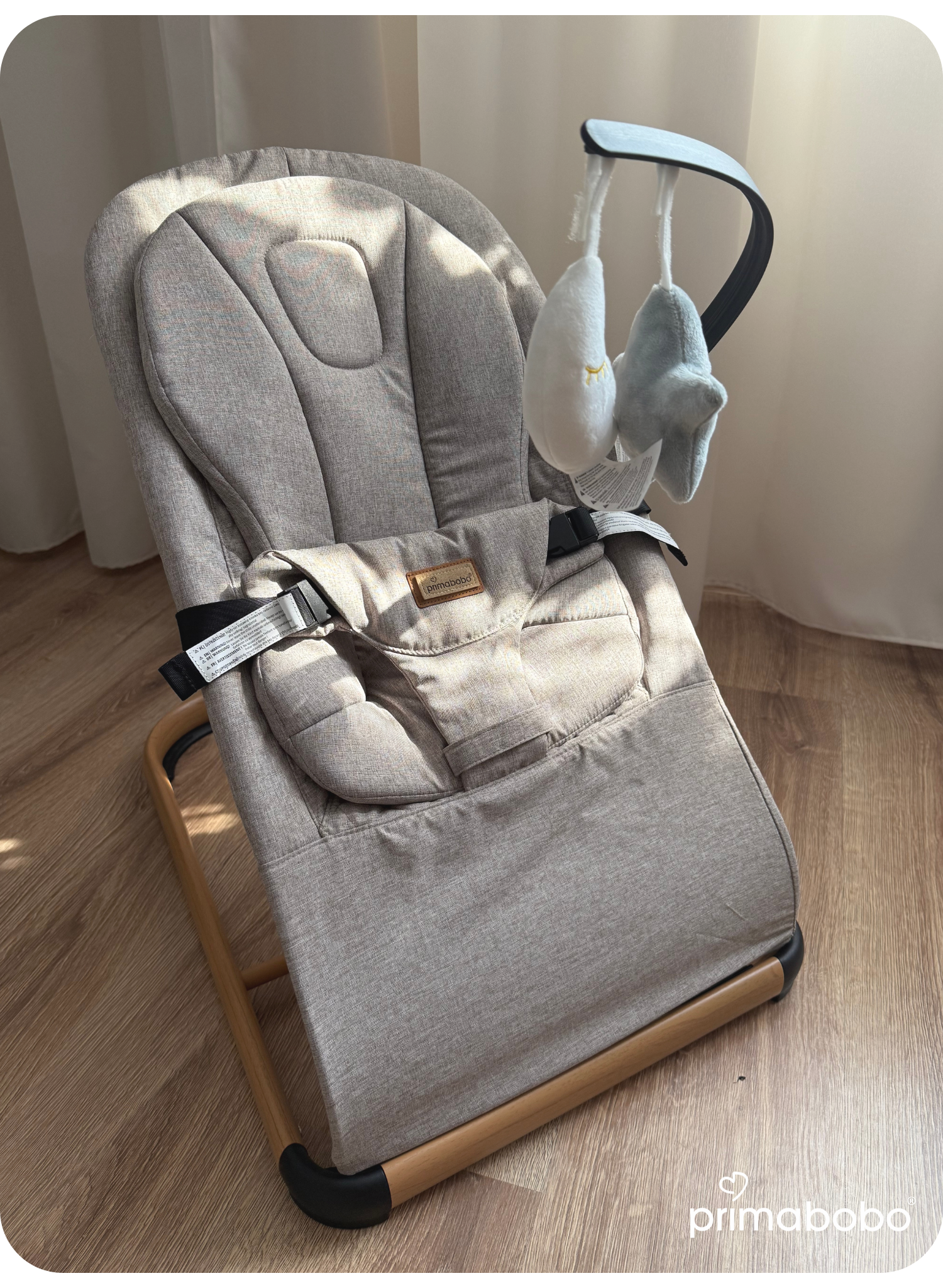 bujaczek leżaczek LEO primabobo beżowy czarny dla dzieci (4)