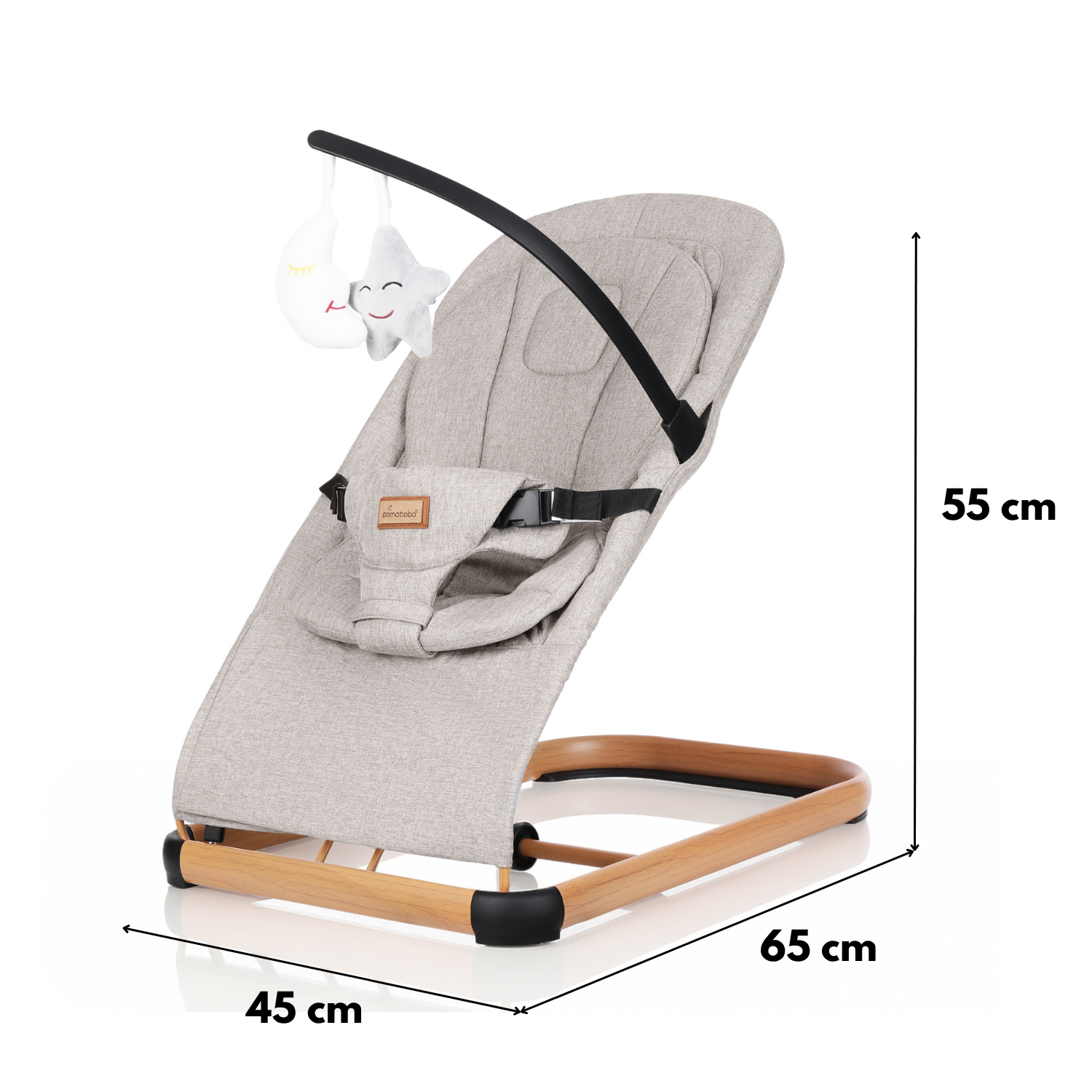 bujaczek leżaczek LEO primabobo beżowy czarny dla dzieci (4)