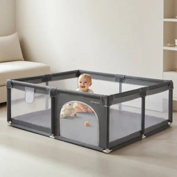 Kojec dziecięcy LUNA 150×180 cm, szary