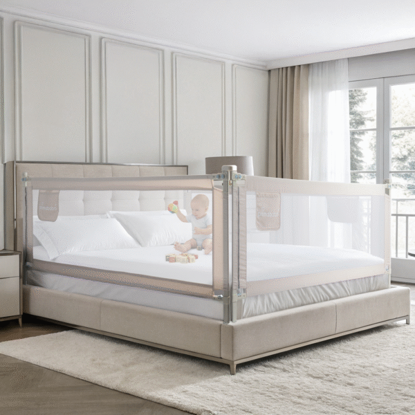 Barierka do łóżka CLASSIC 140 cm, barierka ochronna dla dziecka, beżowa