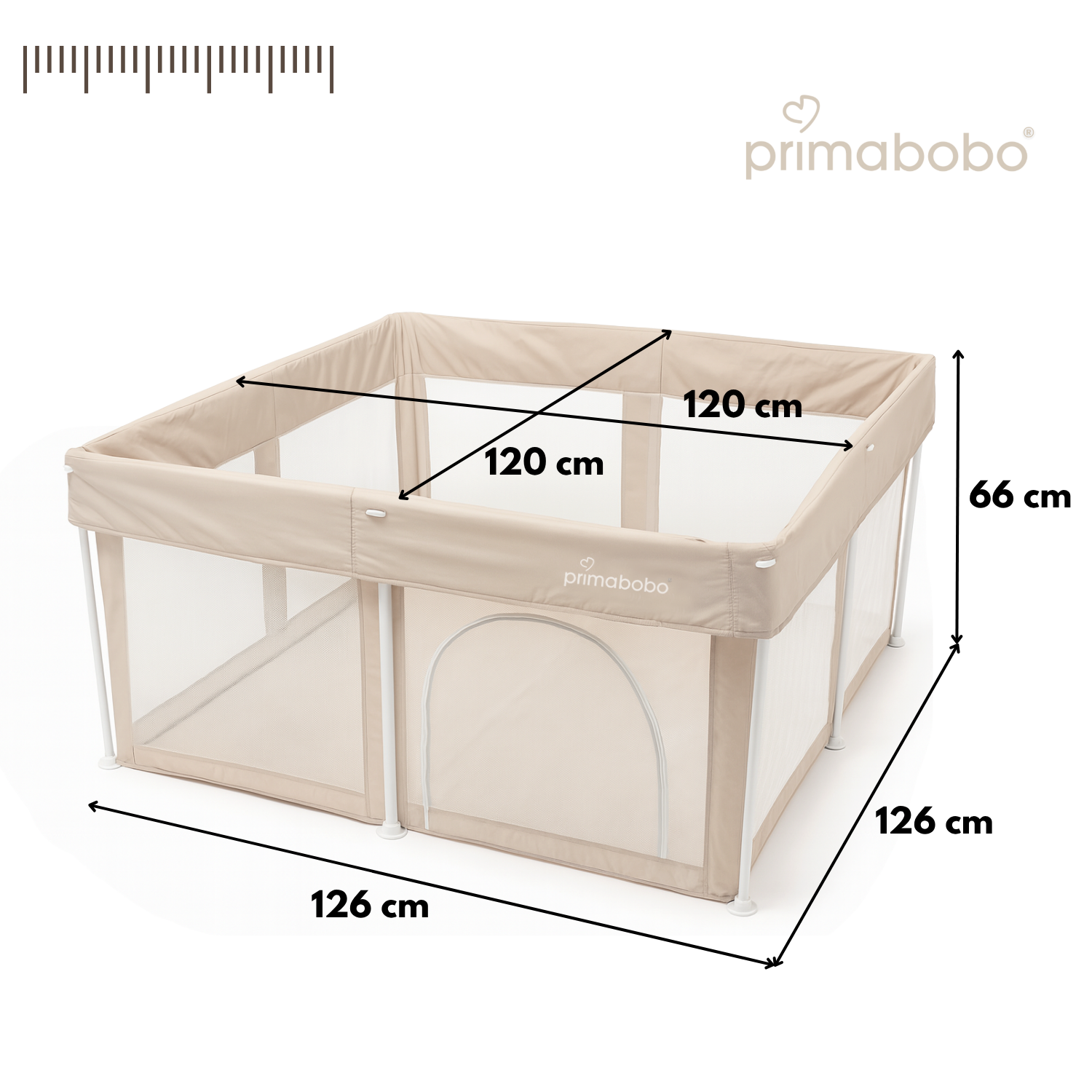 Kojec dziecięcy TINA 126x126 cm, składany, beżowy - obrazek 7