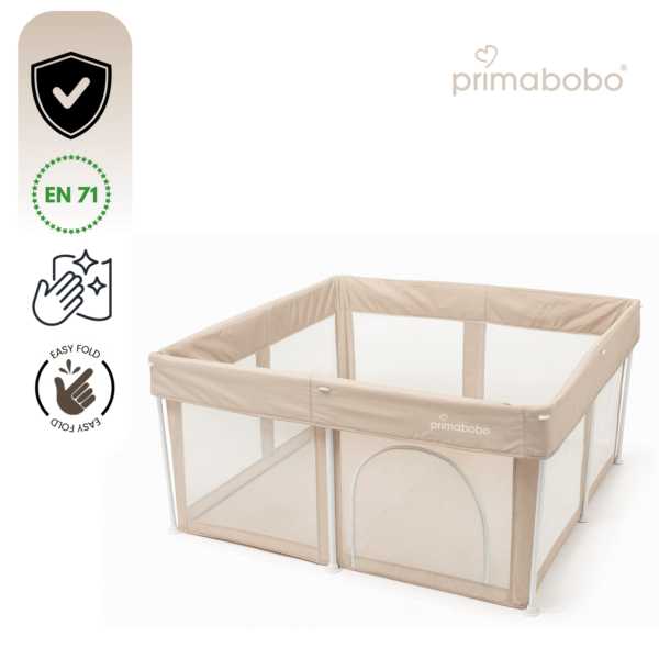 Kojec dziecięcy TINA 126×126 cm, składany, beżowy