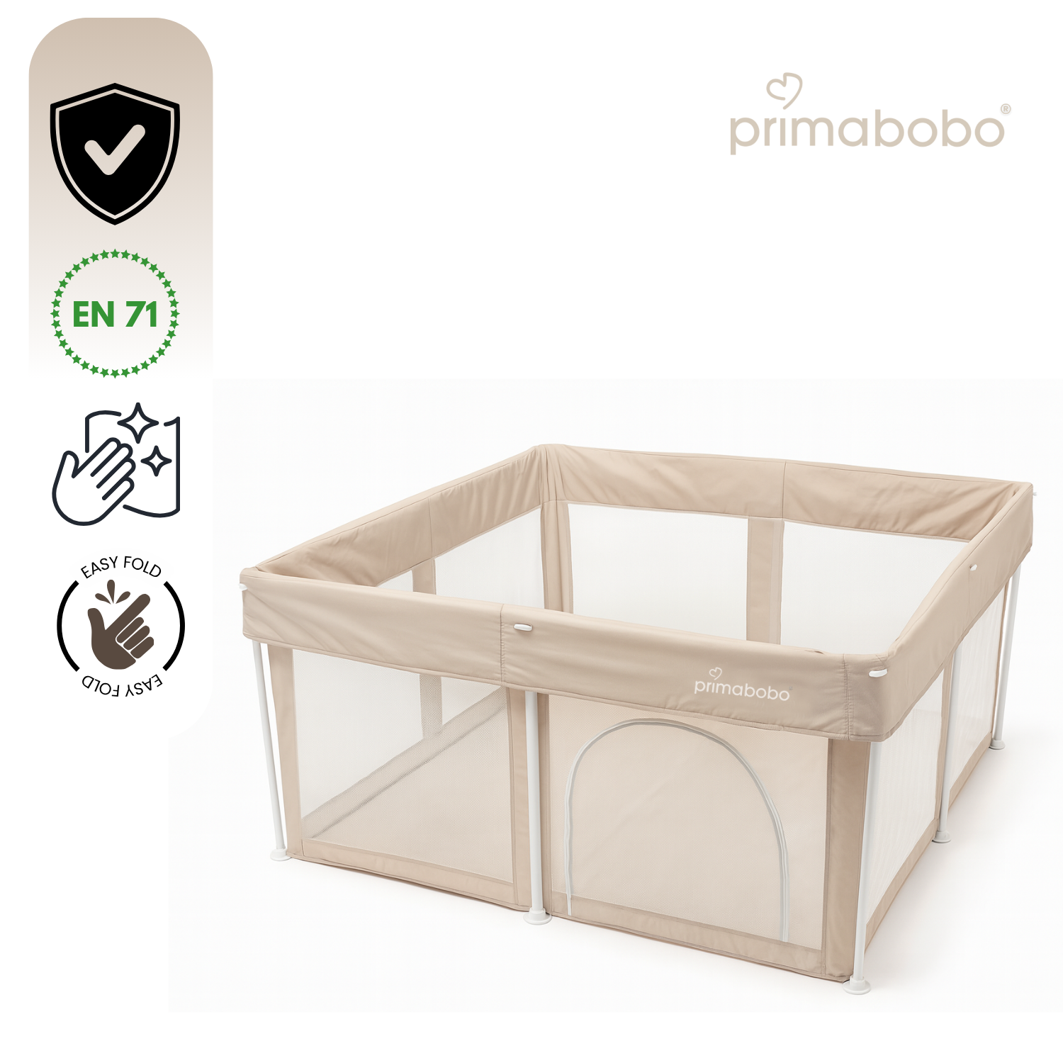 Kojec dziecięcy TINA 126x126 cm, składany, beżowy - obrazek 2