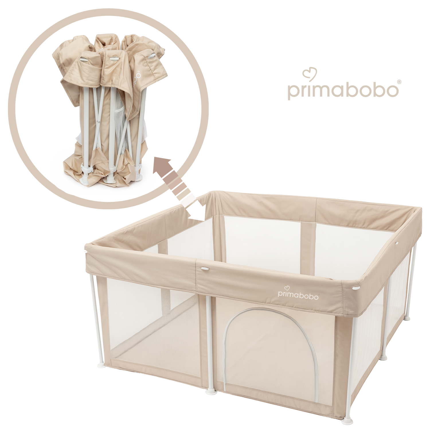 Kojec dziecięcy TINA 126x126 cm, składany, beżowy - obrazek 5