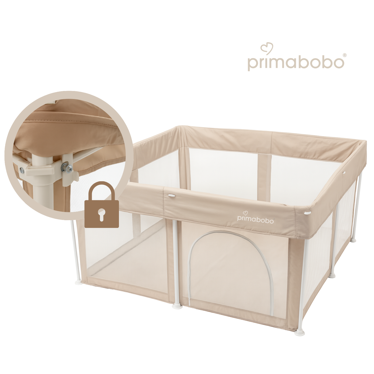 Kojec dziecięcy TINA 126x126 cm, składany, beżowy - obrazek 4