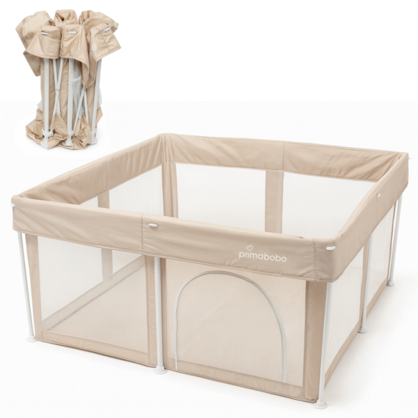 Kojec dziecięcy TINA 126×126 cm, składany, beżowy