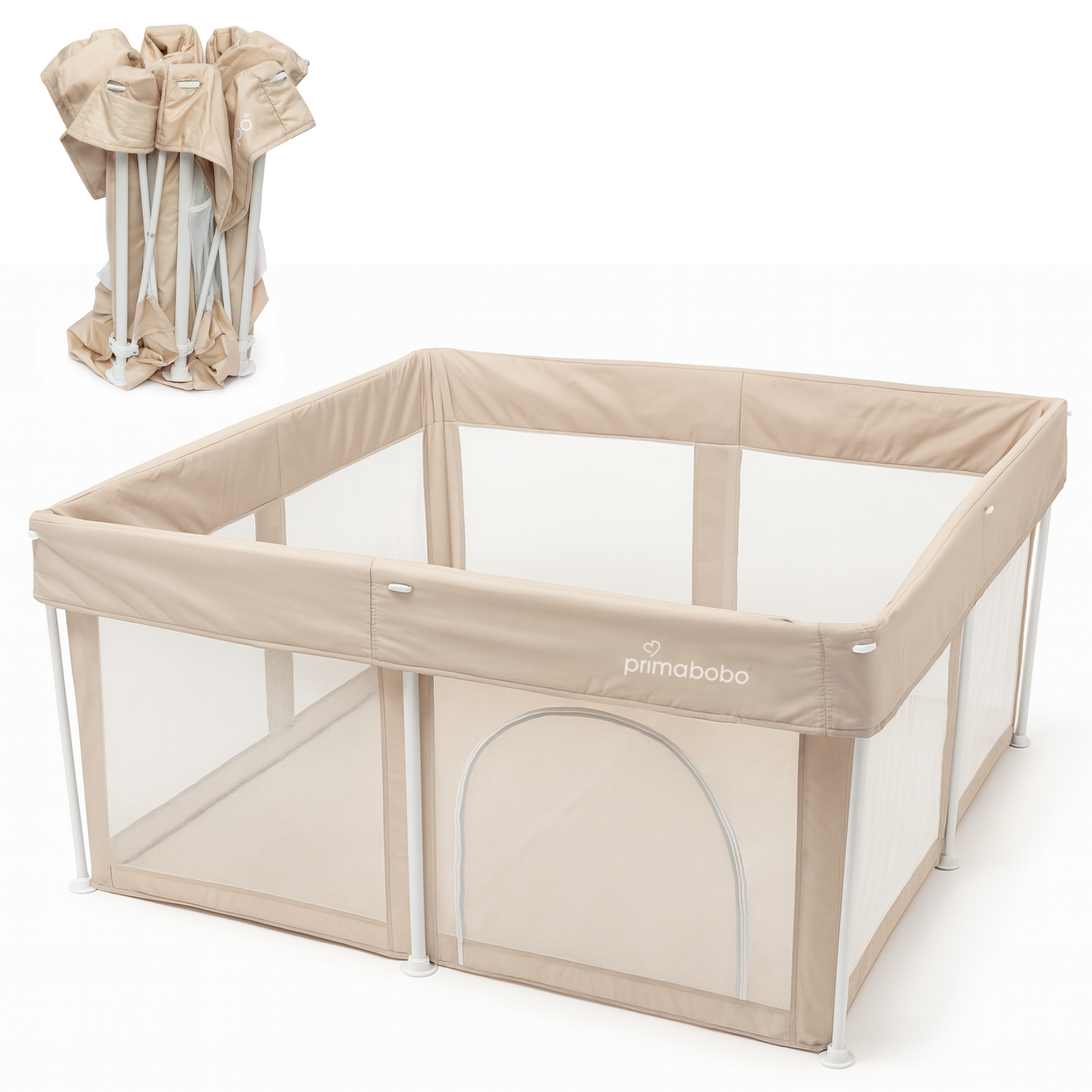 Kojec dziecięcy TINA 126x126 cm, składany, beżowy