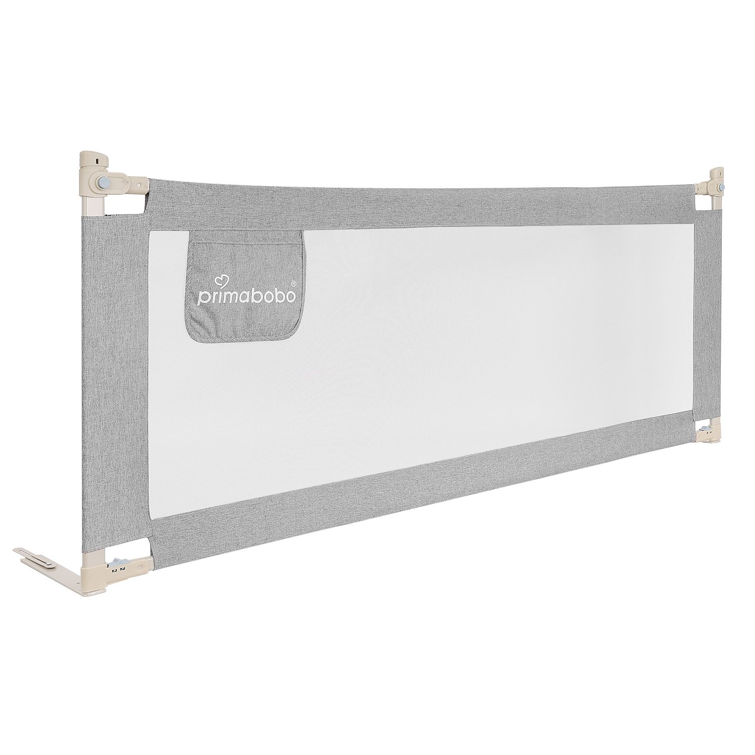 Barierka do łóżka Classic 200 Primabobo Zestaw możliwość opuszczania szara
